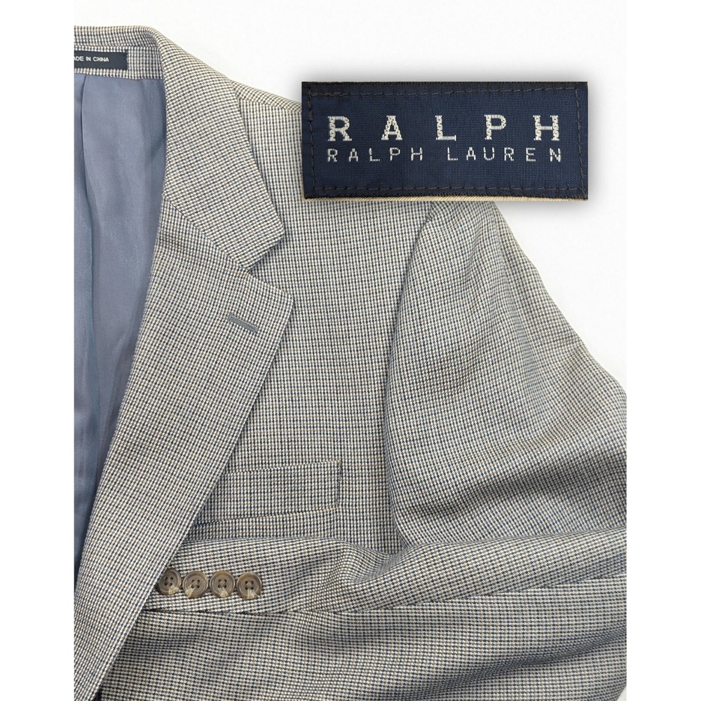 Ralph Lauren Blazer Sport Coat Gray Micro Dot 100% Silk Big 39R 44" Chest EUC